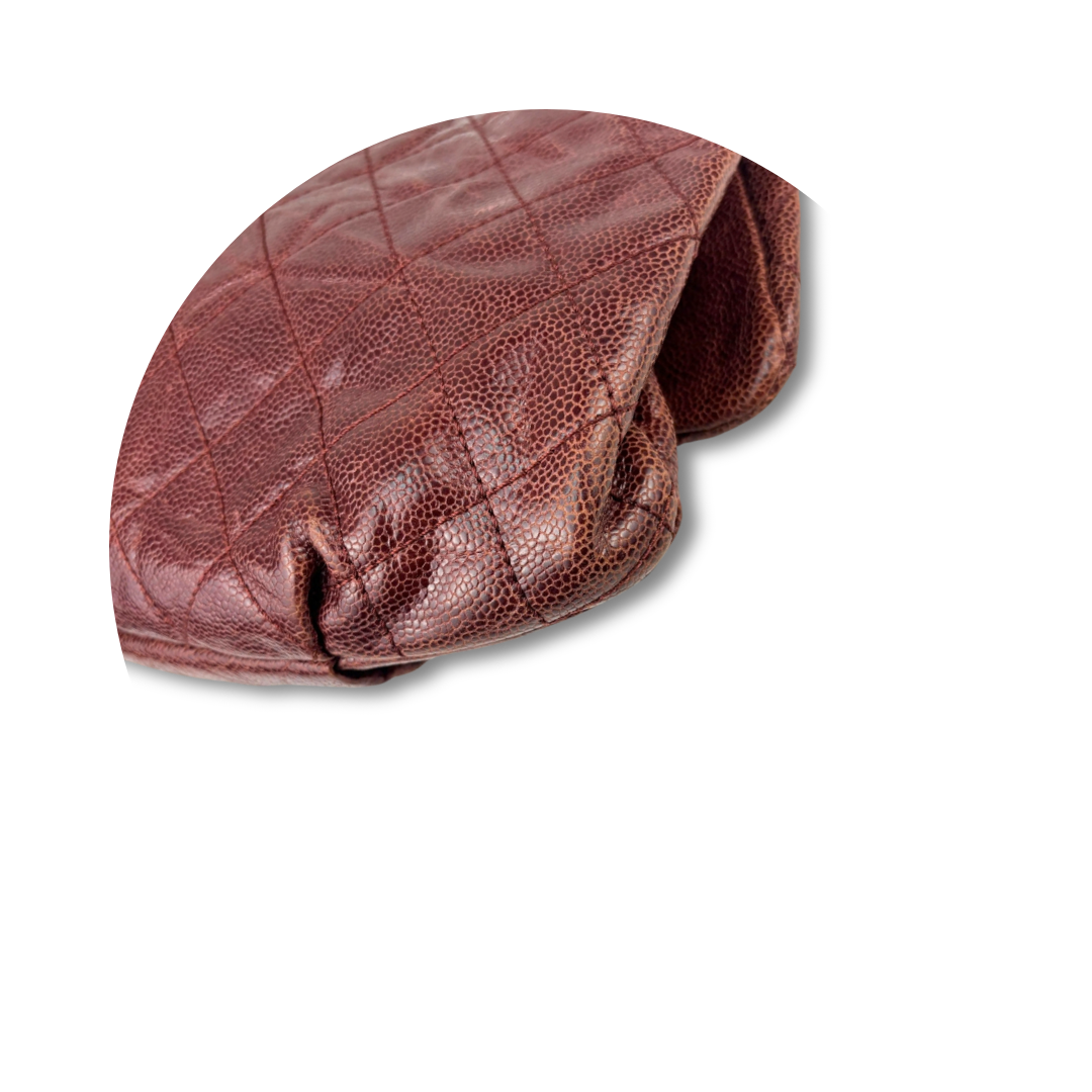 Chanel Red Glazed Caviar Elastic Flap Bag