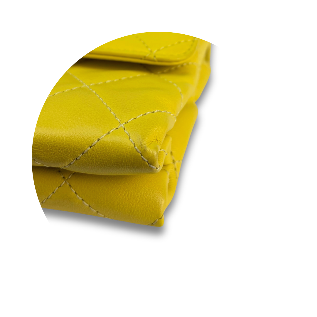 Chanel Yellow Mini Chain Bar Top Handle Flap Bag