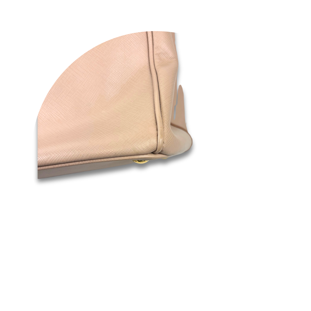 Prada Beige Saffiano Medium Double Zip Galleria