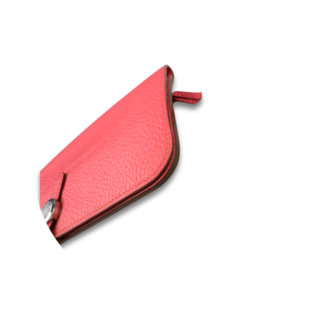 Hermès Clemence Dogon Duo Wallet Rose Jaipur