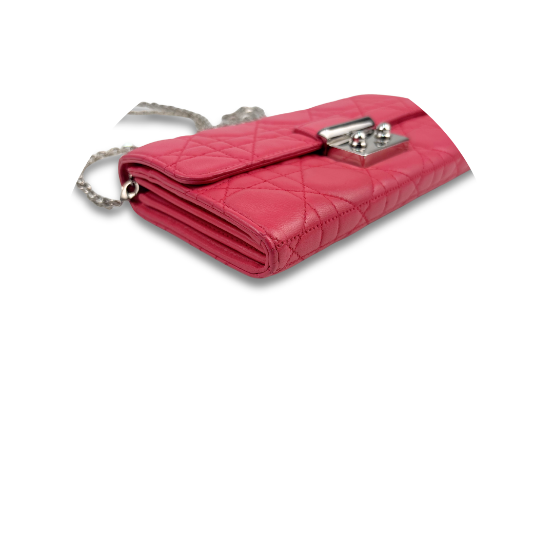 Dior Hot Pink Miss Dior Chain Wallet