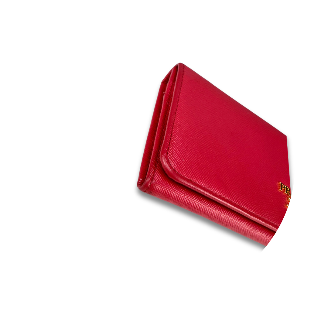 Prada Pink Saffiano Continental Snap Wallet
