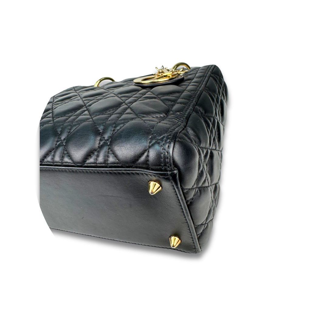 Dior Black Lambskin Medium Lady Dior