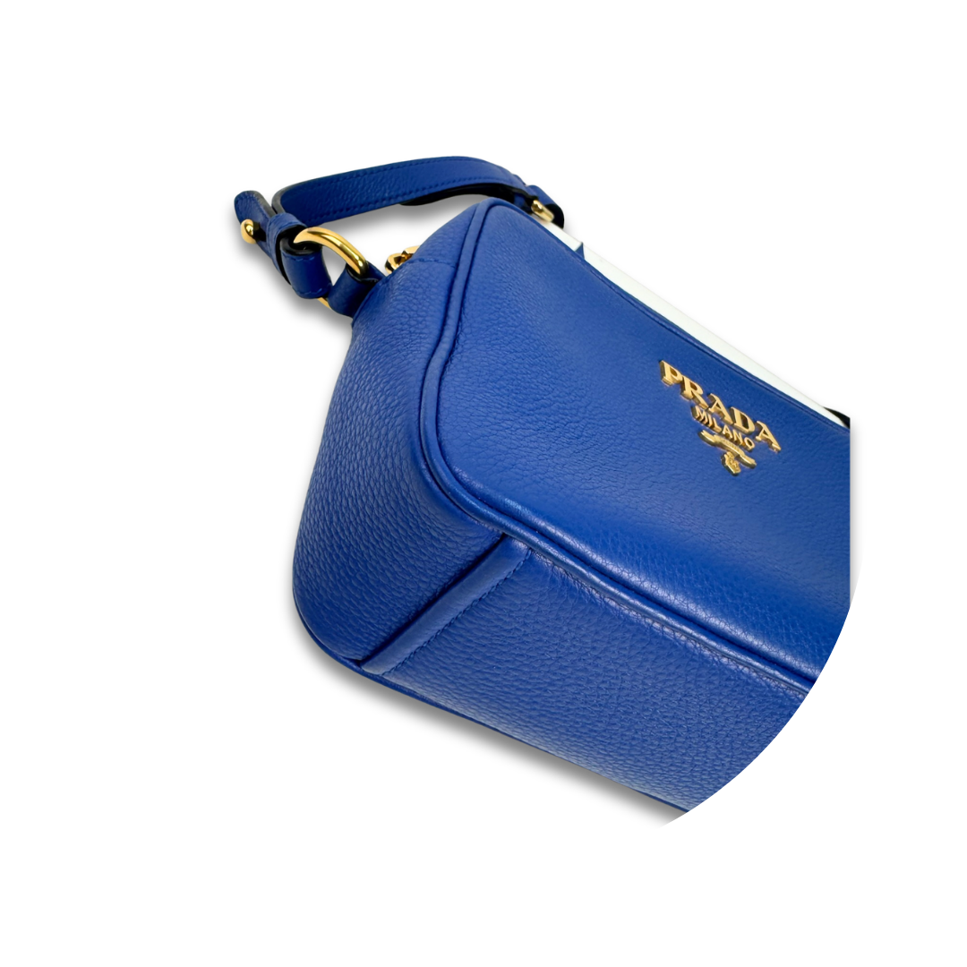 Prada Blue Vitello Camera Bag