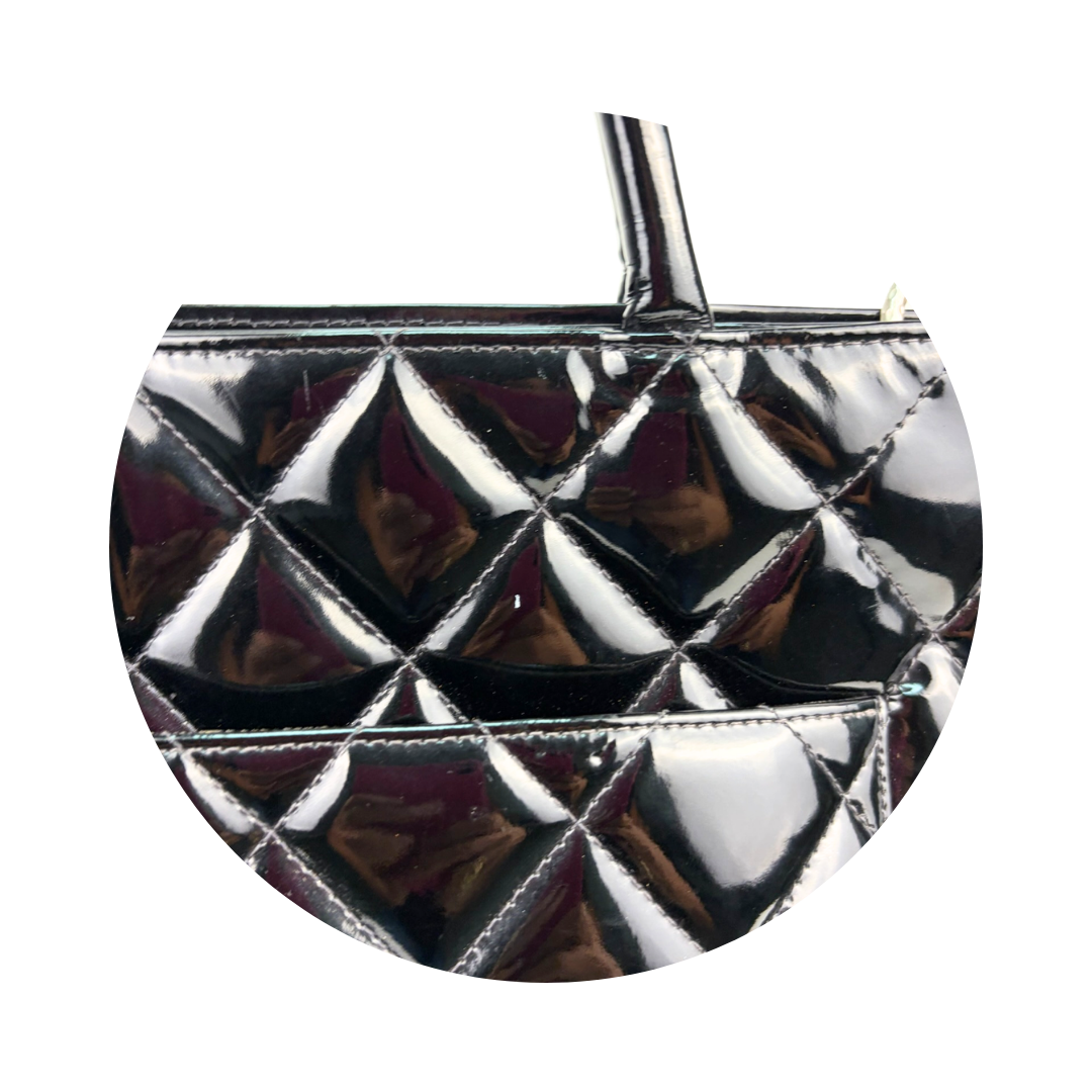 Chanel Black Patent Leather Medallion Tote