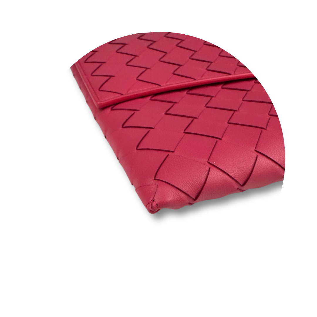 Bottega Veneta Pink Intrecciato Flap Clutch
