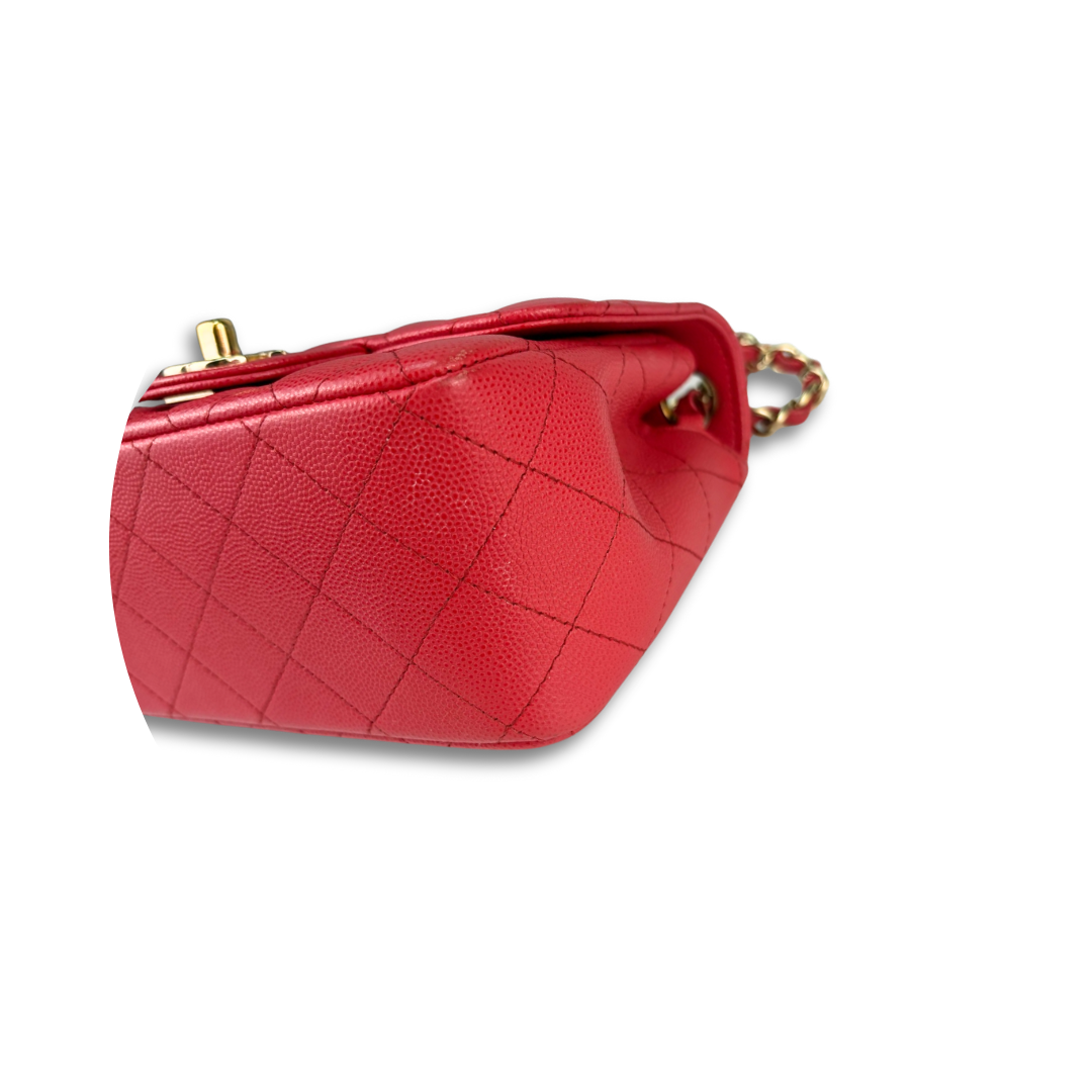 Chanel Classic Dark Pink Caviar Square Mini