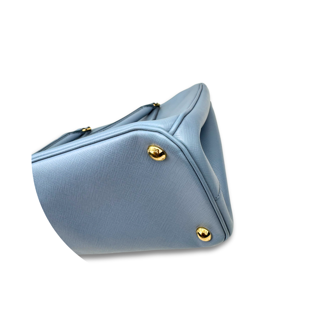 Prada Small Light Blue Double Zip Galleria