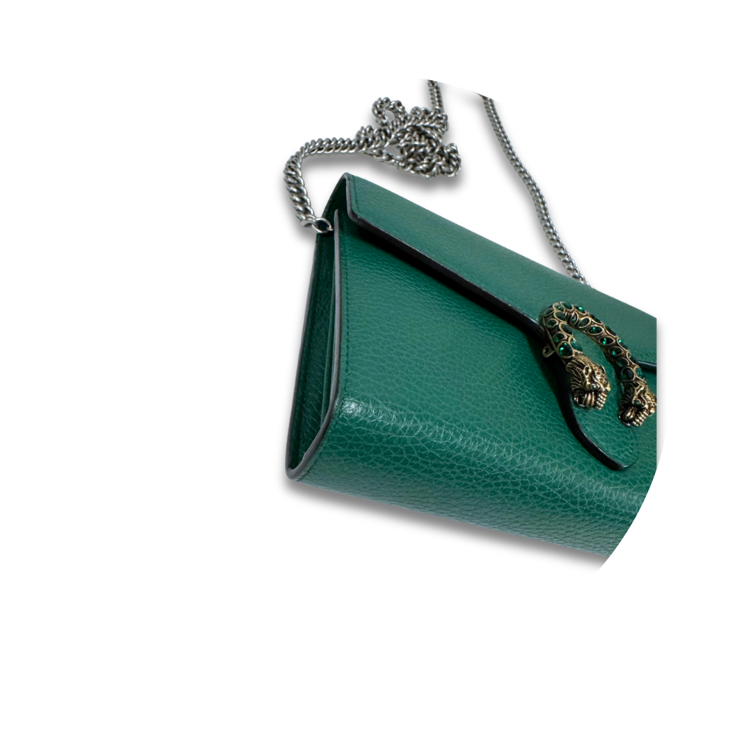 Gucci Green Mini Dionysus Chain Wallet