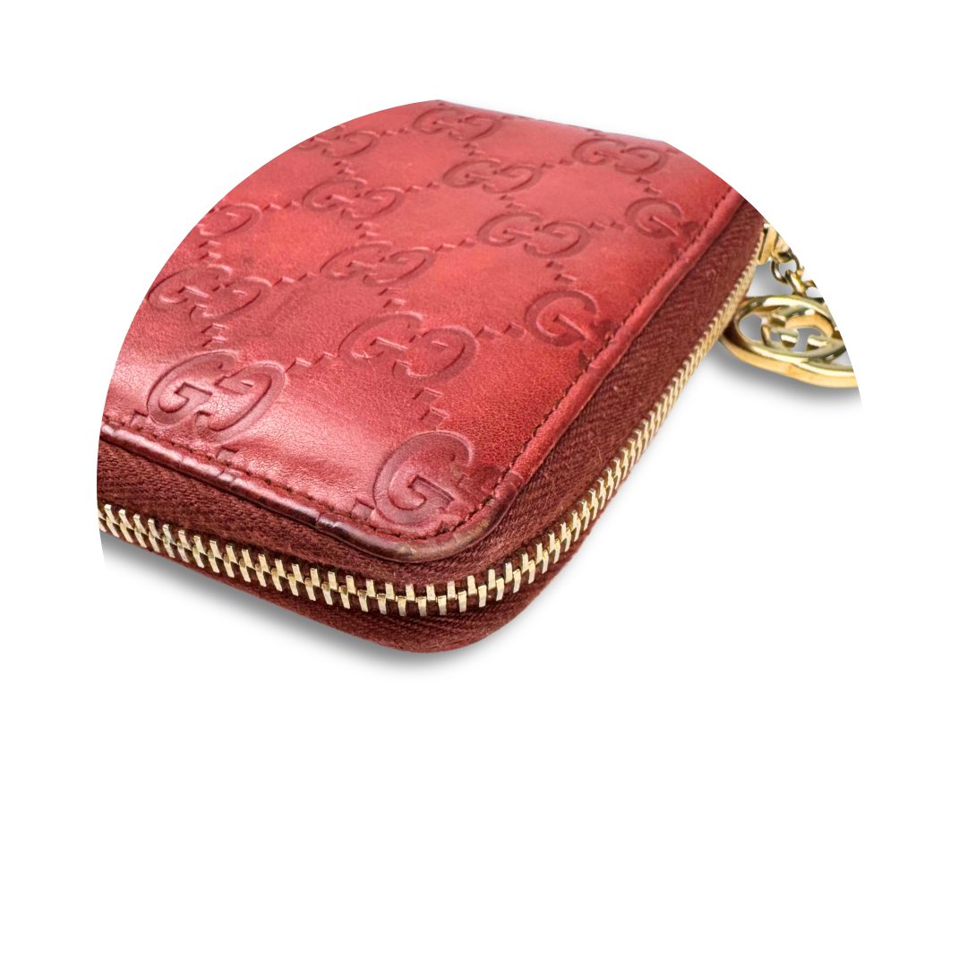 Gucci Red Guccissima Zip Around wallet