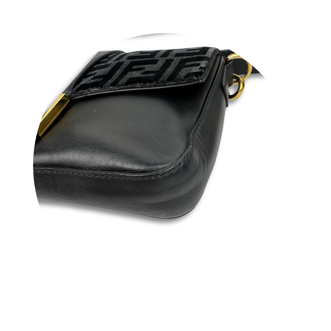 Fendi x Jackson Wang Black Velvet Convertible Baguette
