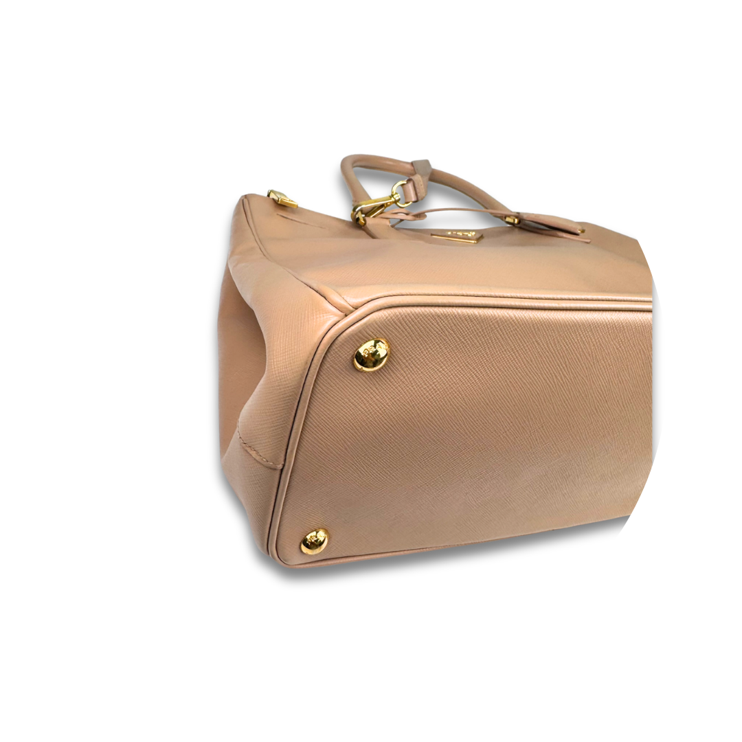 Prada Medium Beige Double Zip Galliera