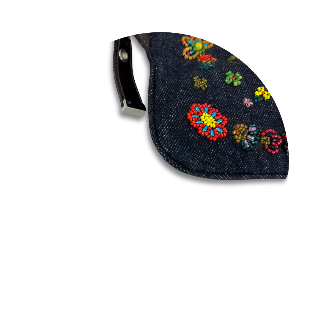 Fendi Beaded Denim Zip Pochette