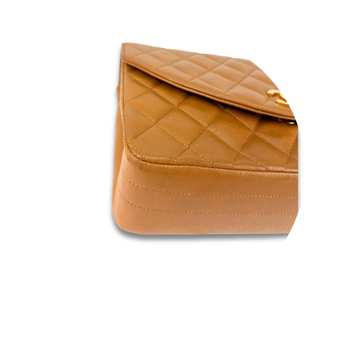 Chanel Camel Lambskin Halfmoon Shoulder Bag