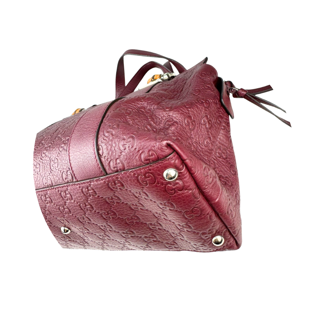 Gucci Guccissima Medium Bamboo Bar Shoulder Bag
