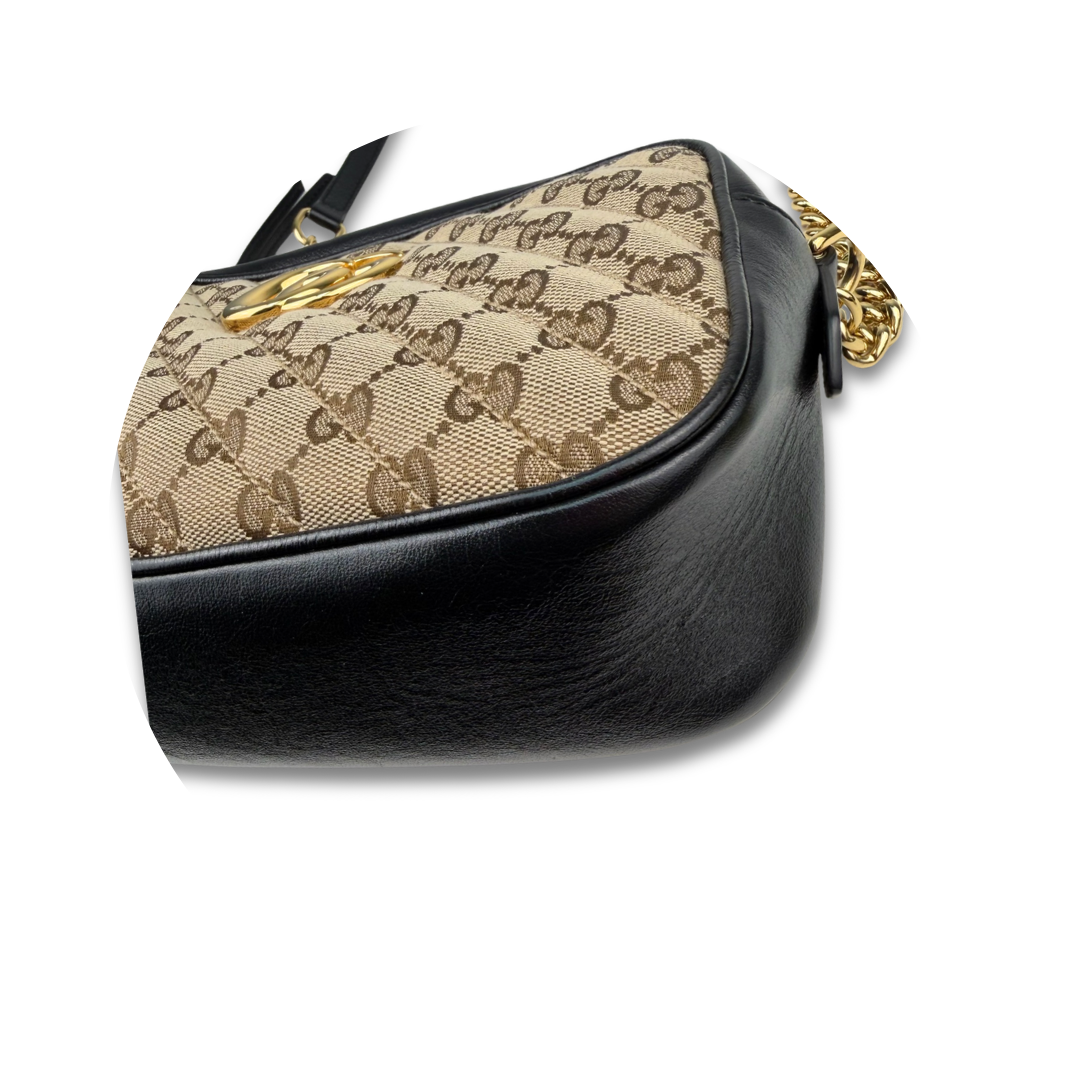 Gucci Black GG Canvas Marmont Small Camera Bag