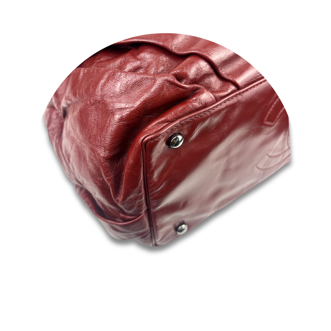 Chanel Red Glazed Calfskin Twisted Tote