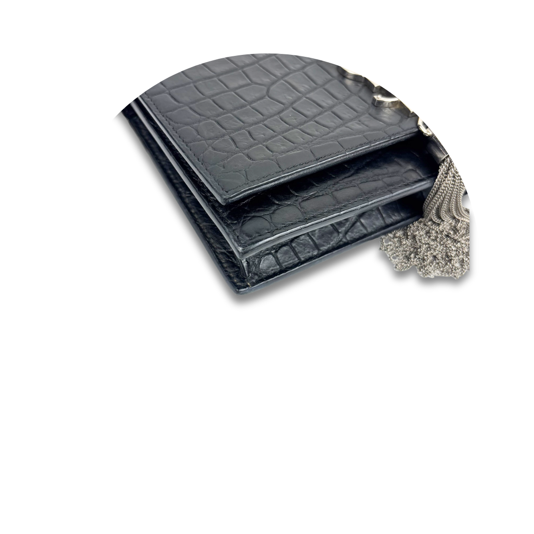 YSL Croc-Embossed Small Kate Tassel Bag