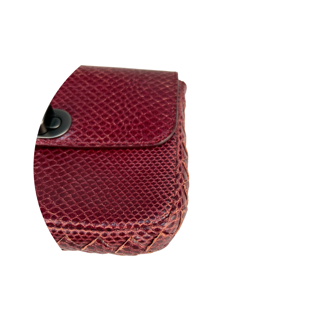 Bottega Veneta Burgundy Lizard Intrecciato Wallet