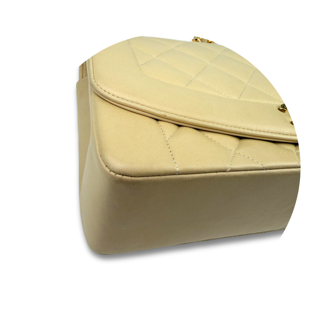 Chanel Medium Lambskin Beige Diana Single Flap