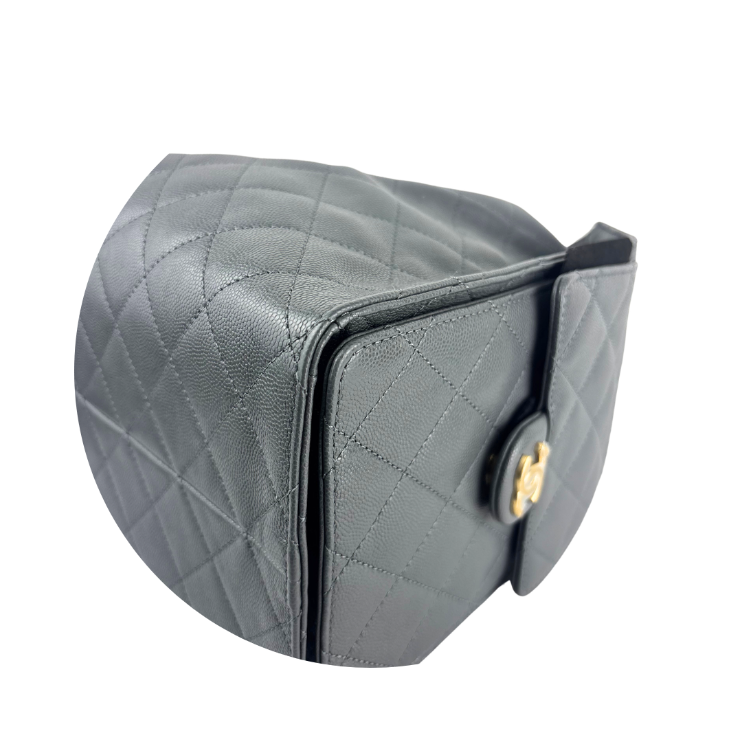 Chanel Dark Grey Caviar Quilted Medium 25 Hobo