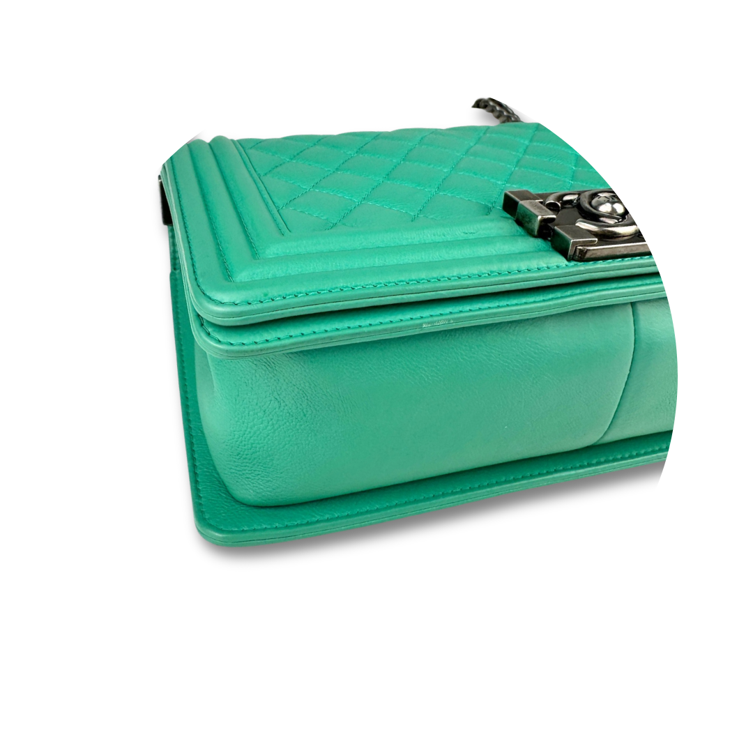 Chanel Green Calfskin Medium Boy Bag