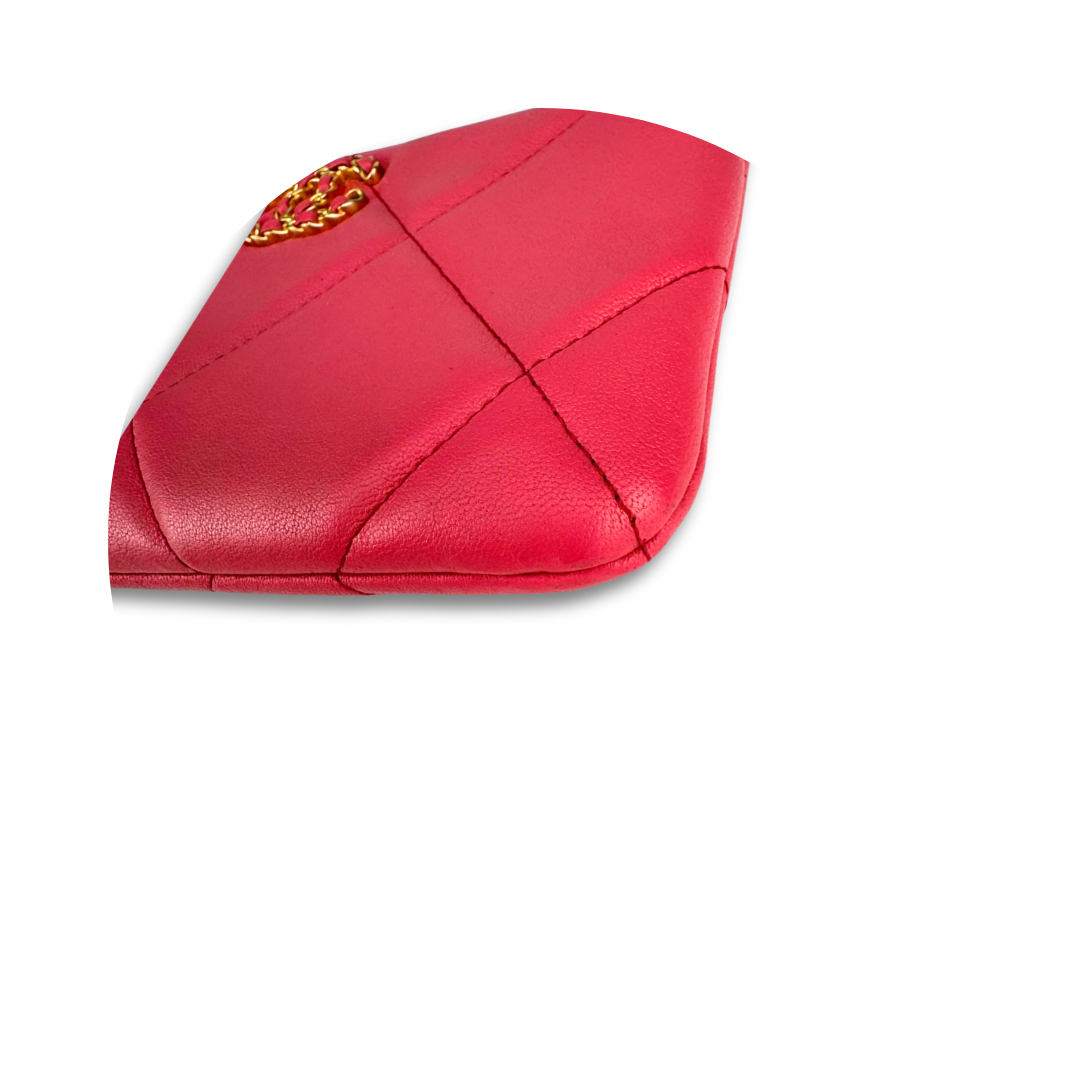 Chanel Pink Lambskin 19 Zipper Clutch