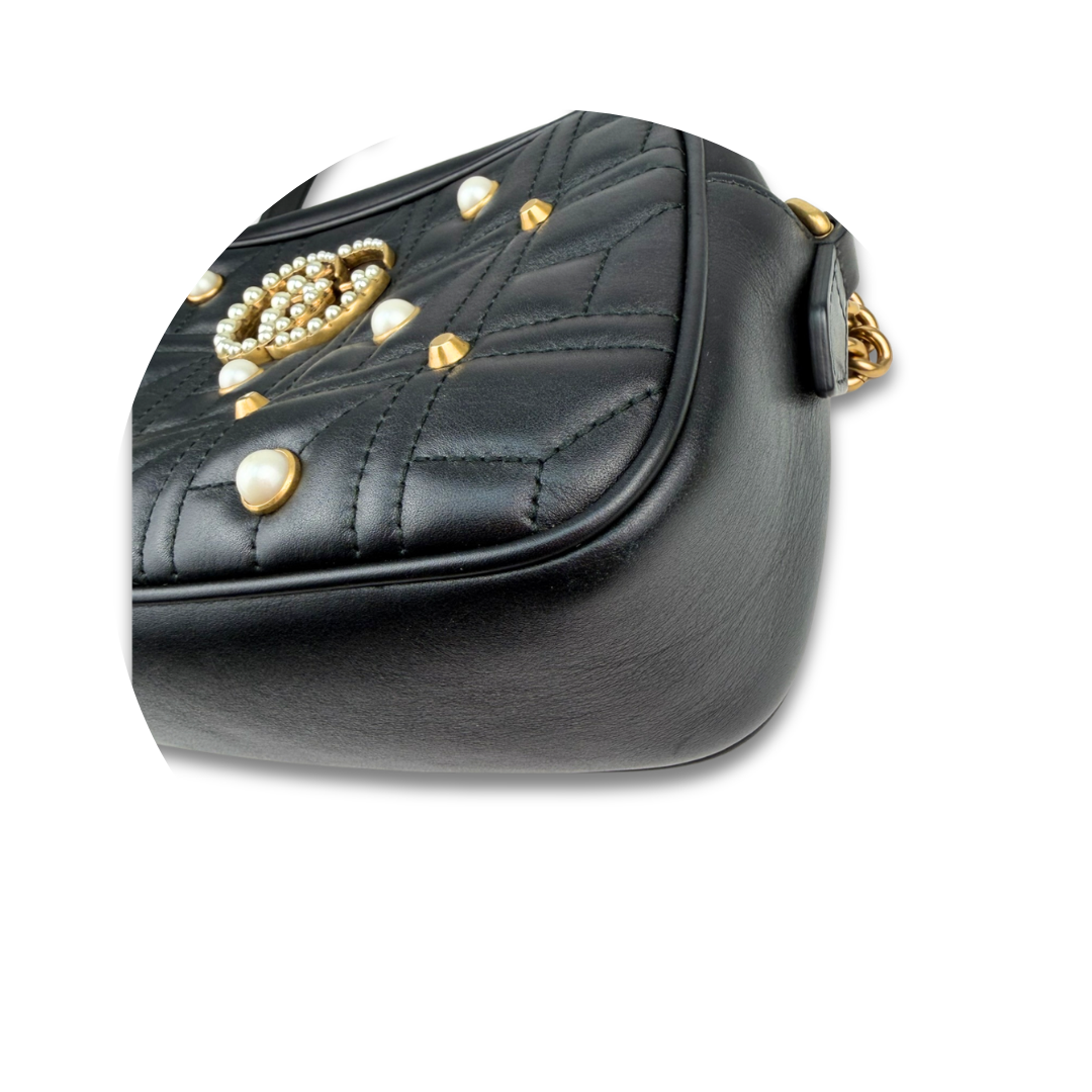 Gucci Pearl Black Marmont Camera Bag
