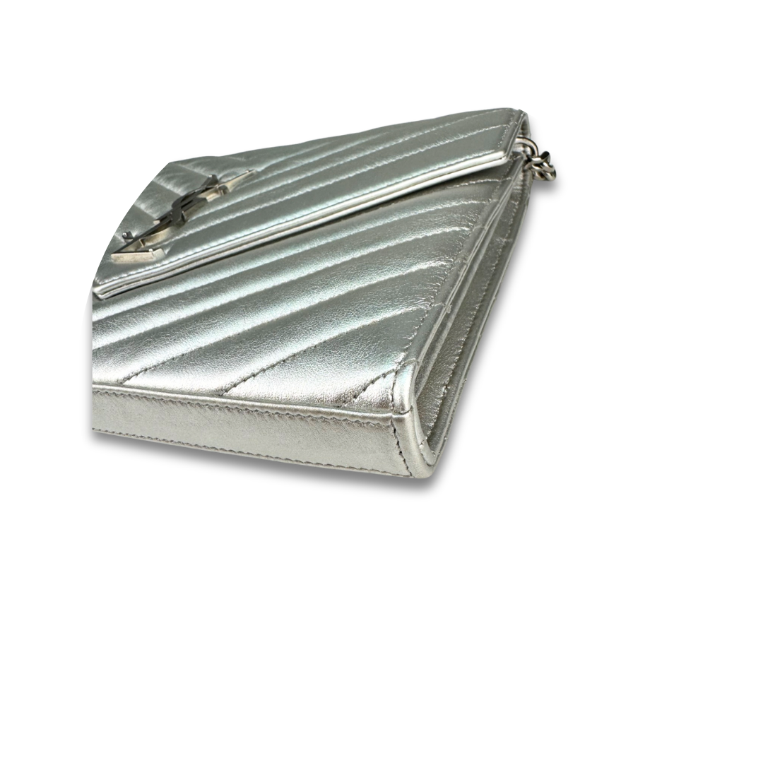 YSL Silver Cassandre Chain Wallet