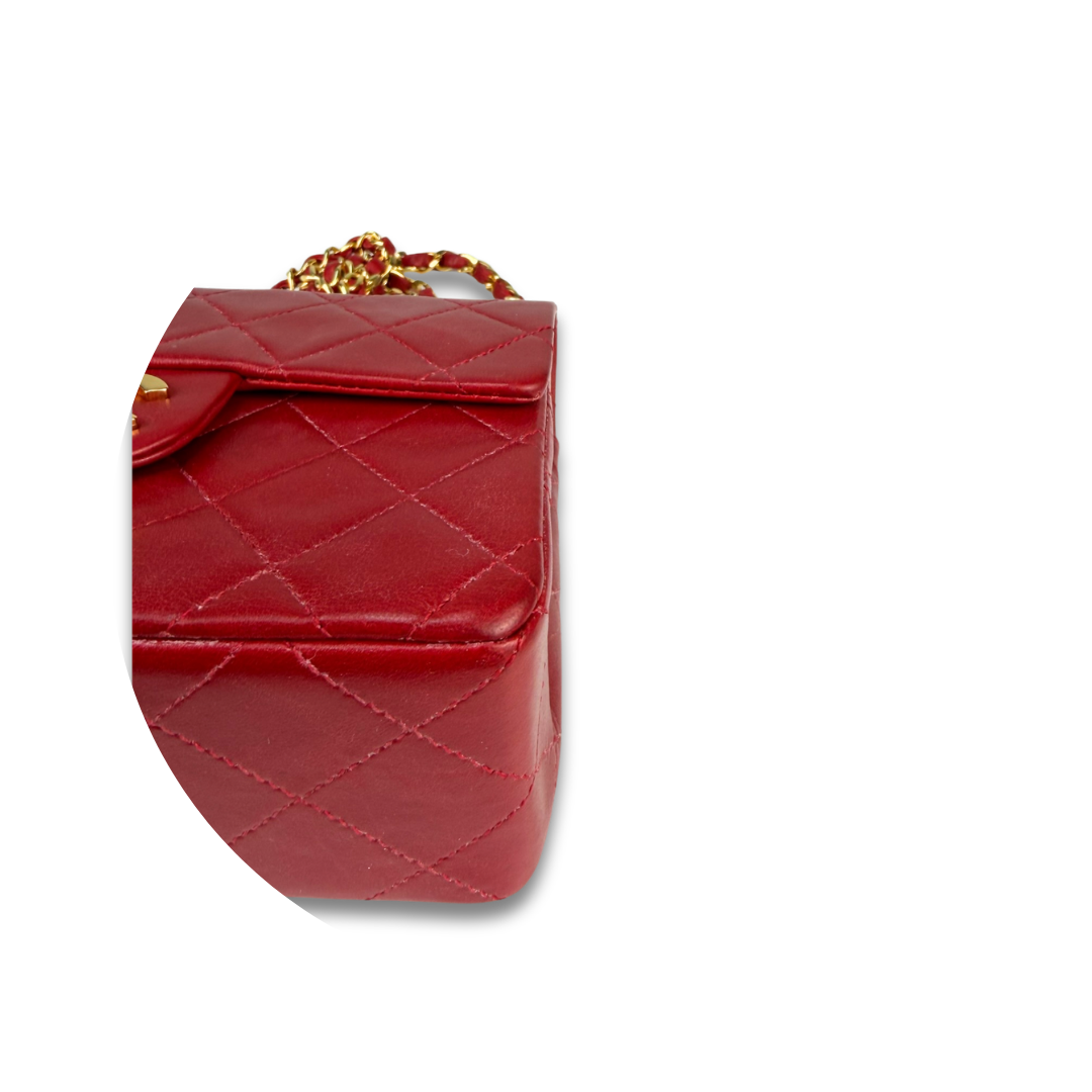 Chanel Classic Red Lambskin Square Mini