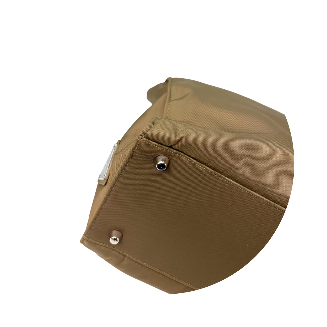 Prada Taupe Nylon Double Pocket Tote