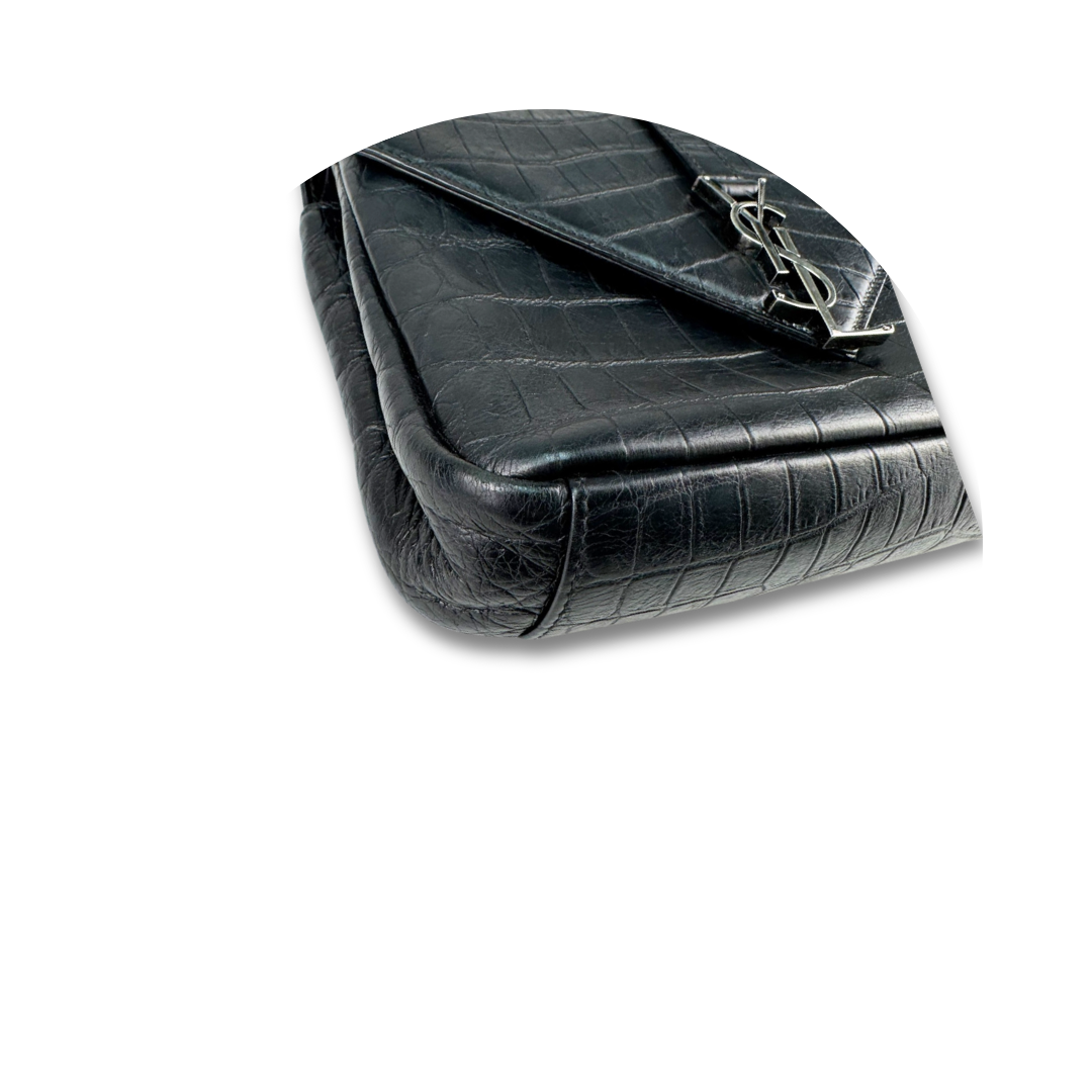 YSL Croc Embossed Medium Collège