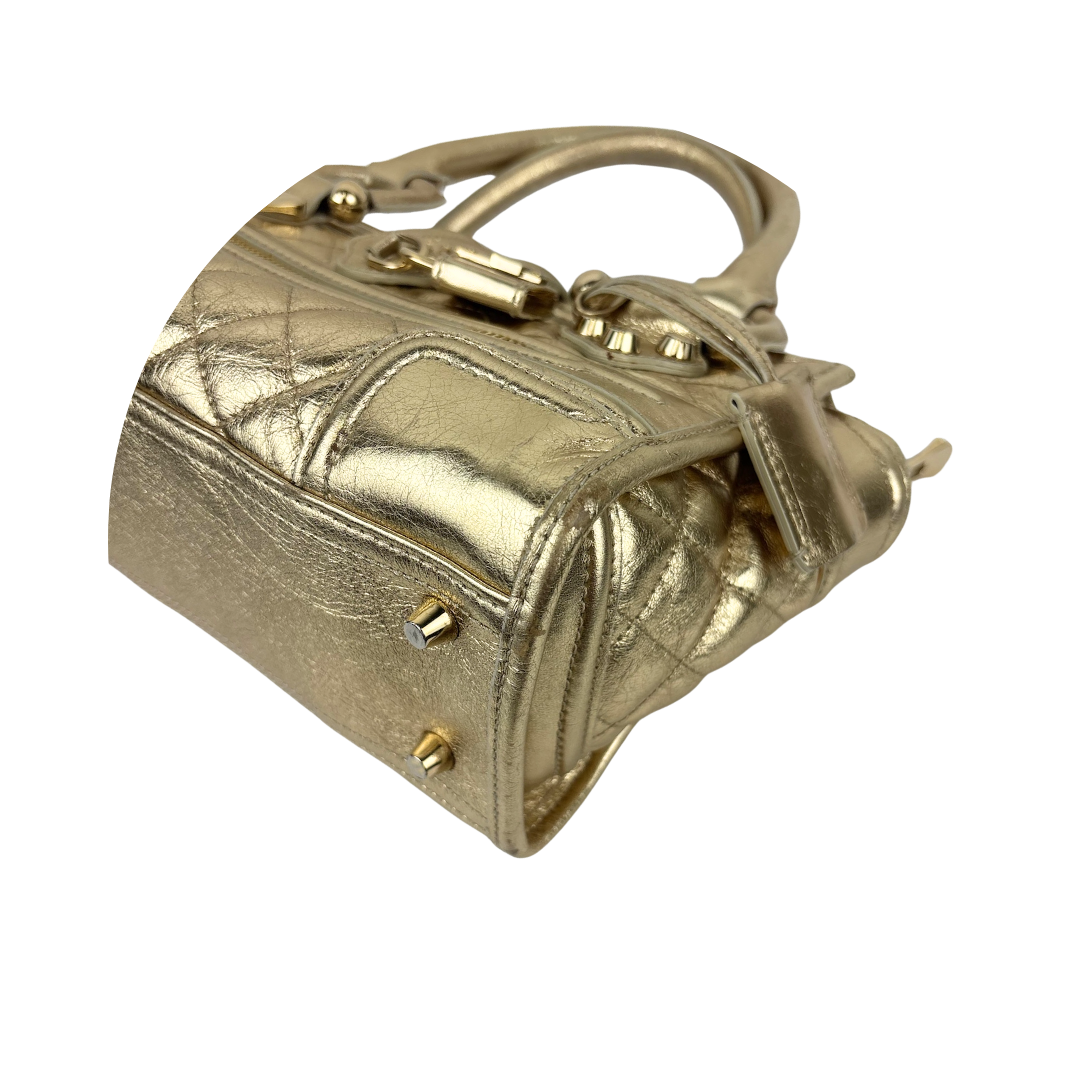 Burberry Gold Metallic Mini Manor Bag