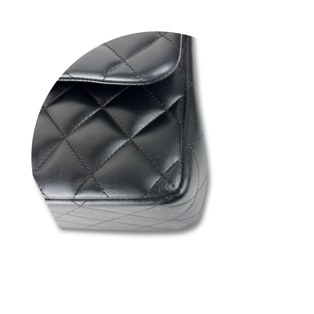 Chanel Black Lambskin Classic Jumbo Double Flap