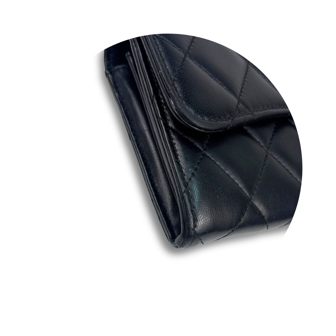 Chanel Black Lambskin Classic Flap Wallet