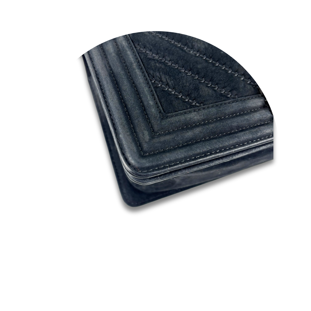 Chanel Black Suede Chevron Old Medium Boy Bag