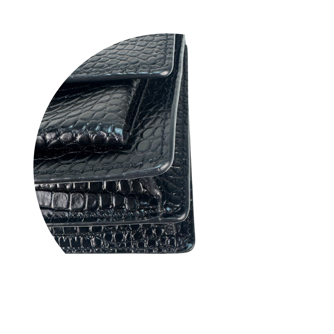 YSL Croc-Embossed Medium Sunset Shoulder Bag