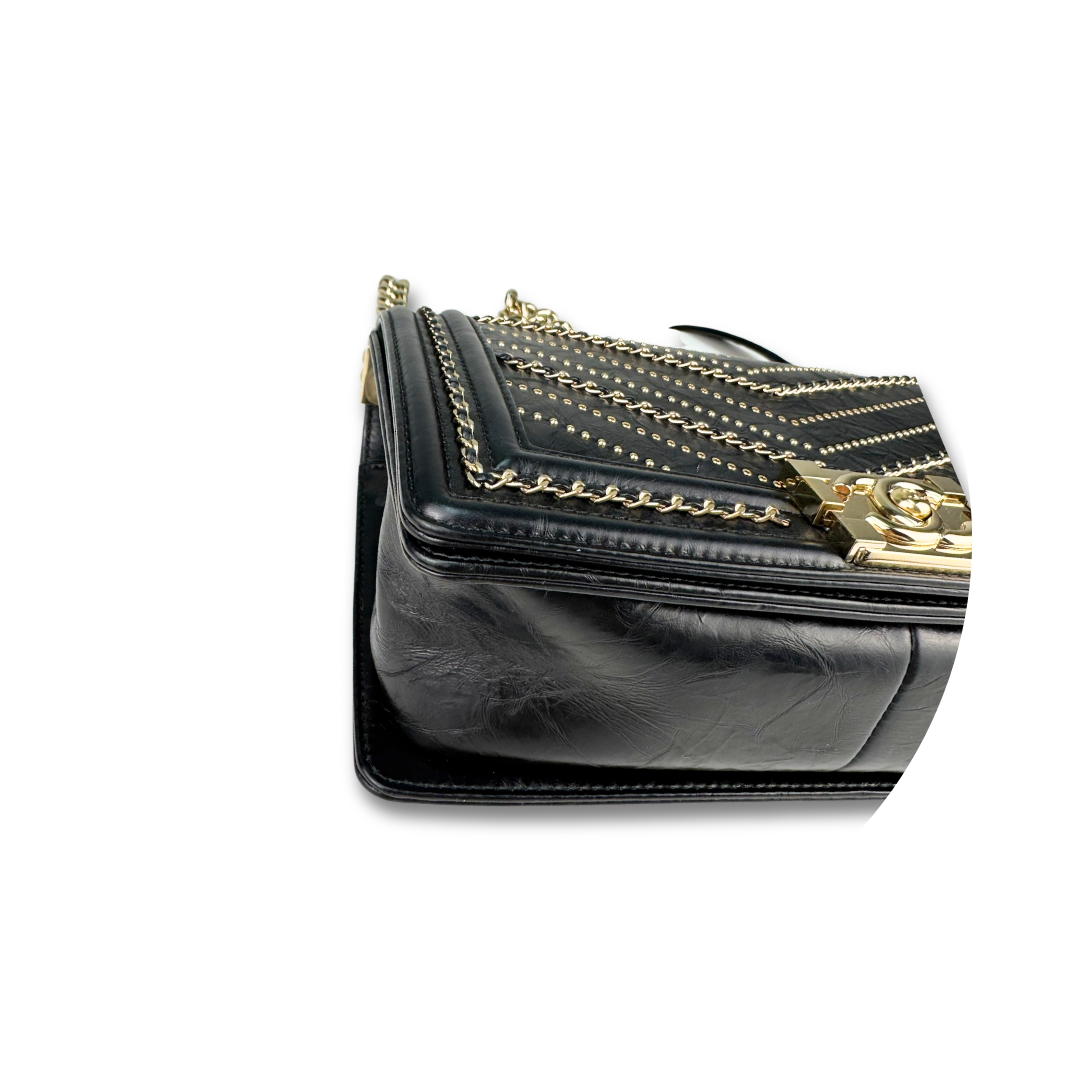 Chanel Chevron Embellished Old Medium Boy Bag