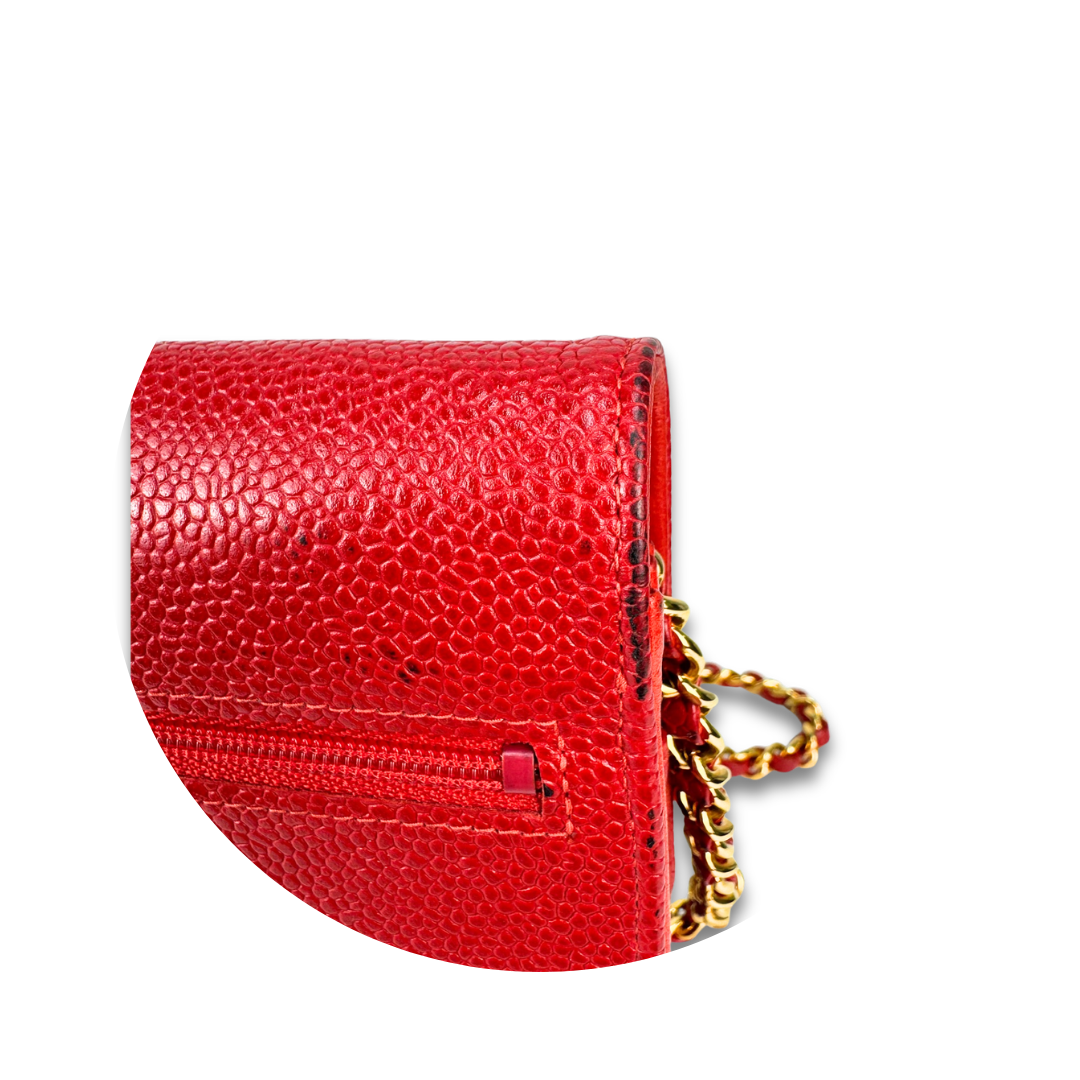 Chanel Red Caviar Timeless Wallet on Chain