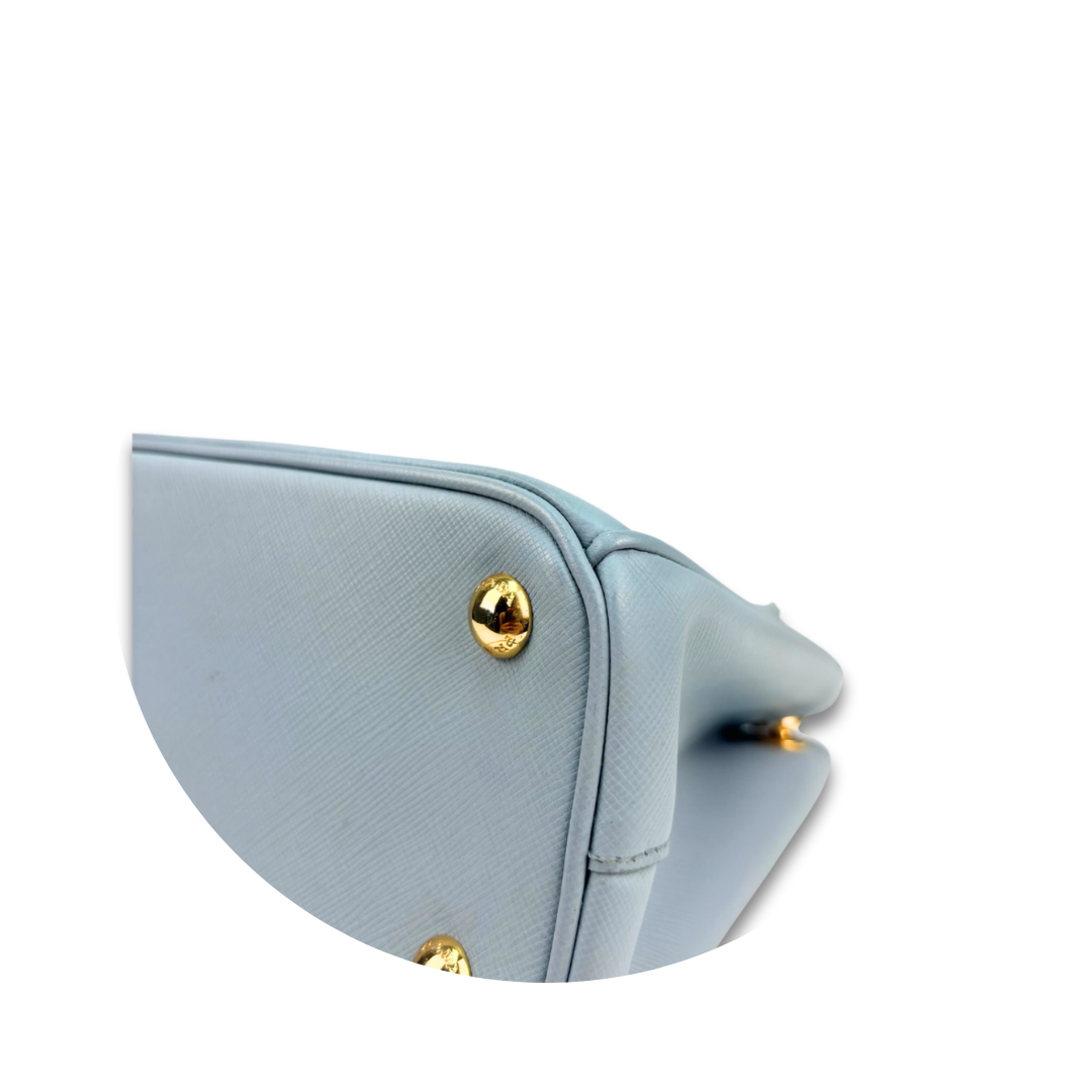 Prada Mini Light Blue Double Zip Galleria