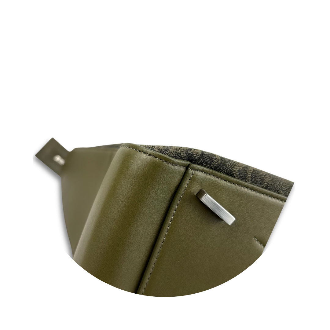 Ferragamo Green Jacquard Top Handle Tote
