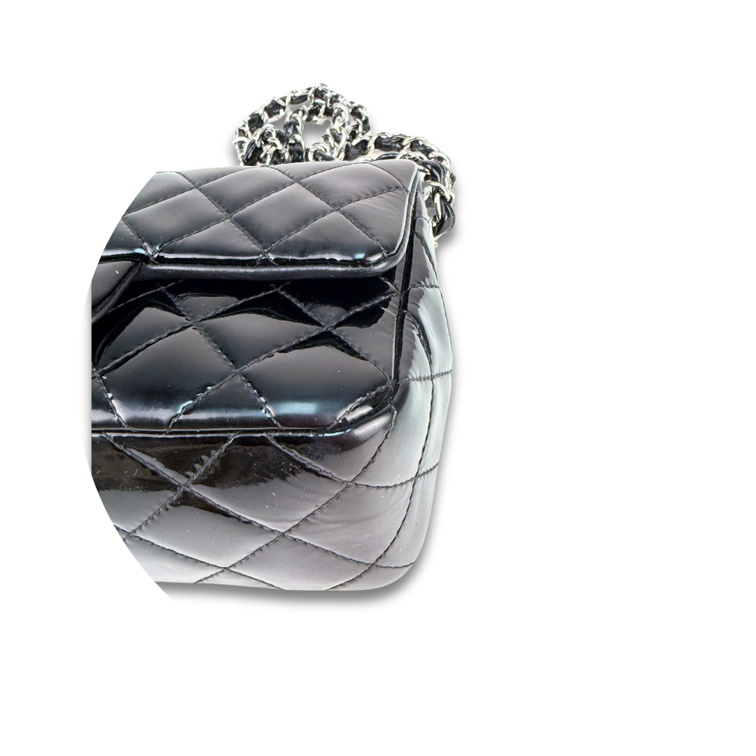 Chanel Black Patent Rectangular Mini Single Flap