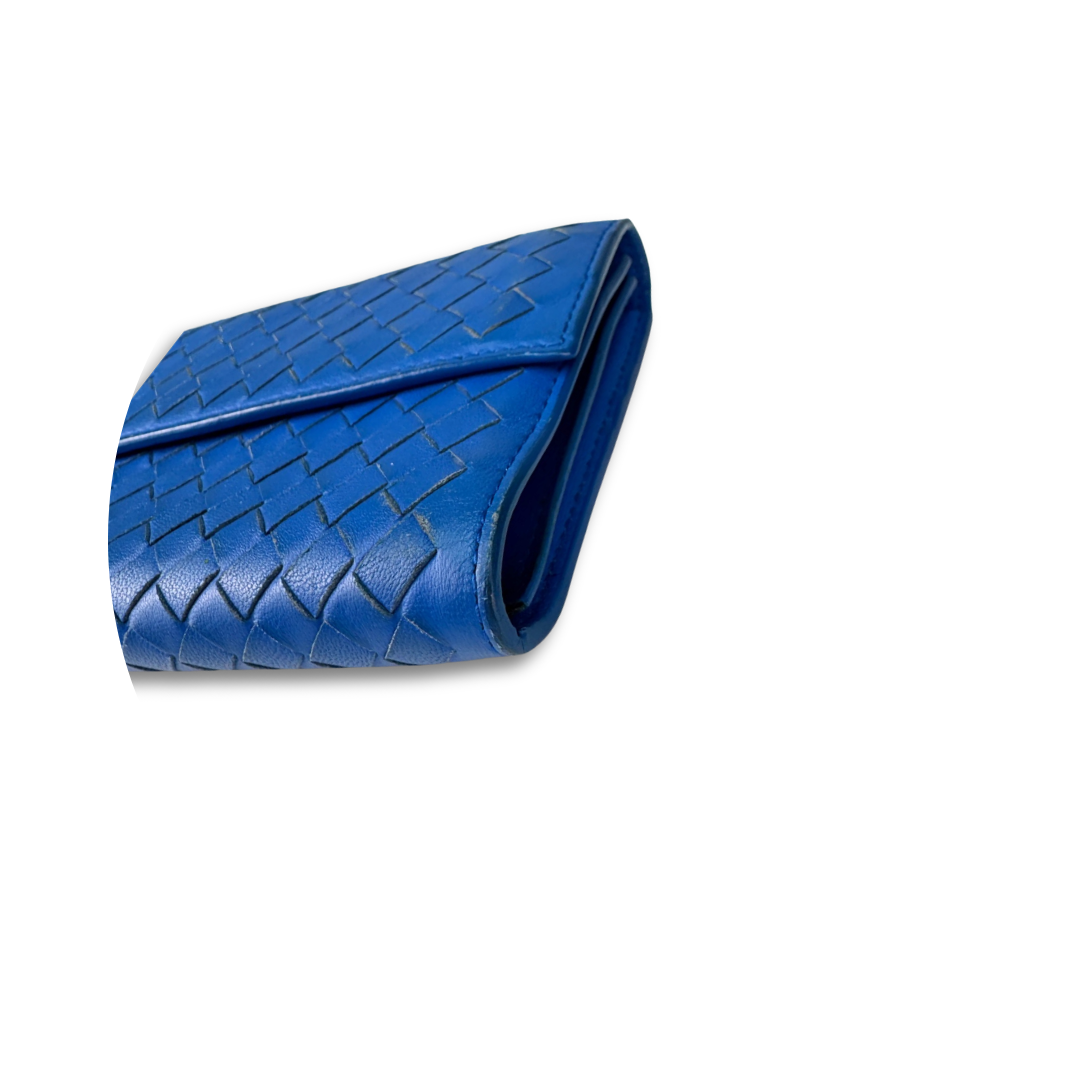 Bottega Veneta Blue Intrecciato Continental Flap Wallet