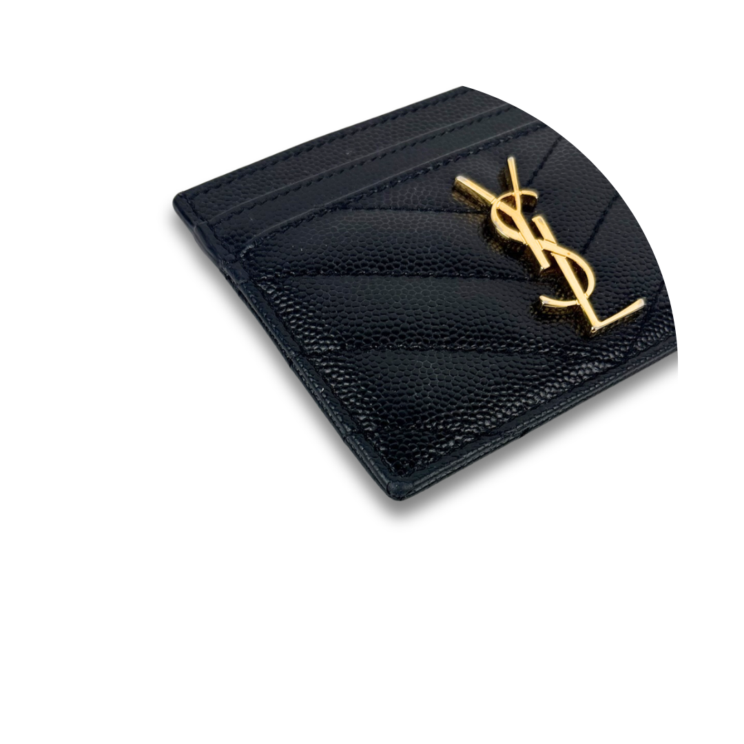 YSL Cassandre Black Grained Card Case