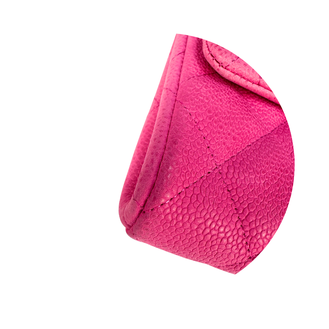 Chanel Hot Pink Caviar Classic Flap Clutch