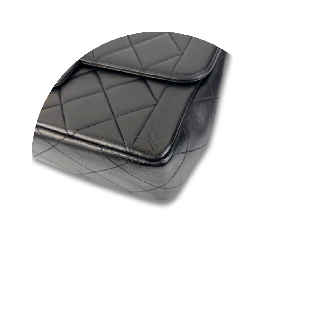 Chanel Black Lambskin Square Single Flap