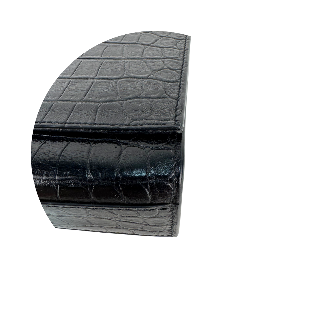 YSL Croc-Embossed Medium Kate Tassel Bag