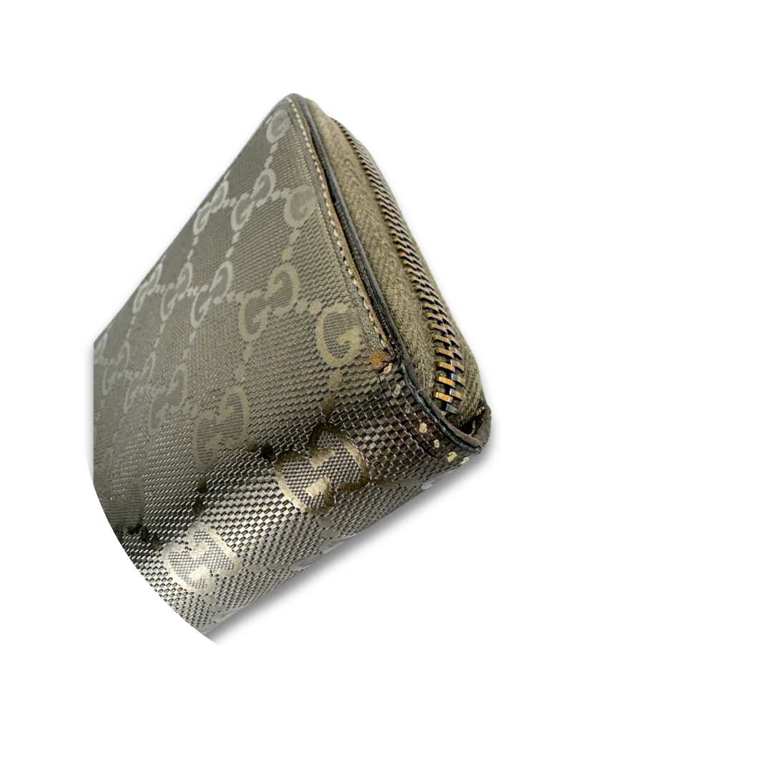 Gucci Metallic Bronze Imprimé Zipper Wallet