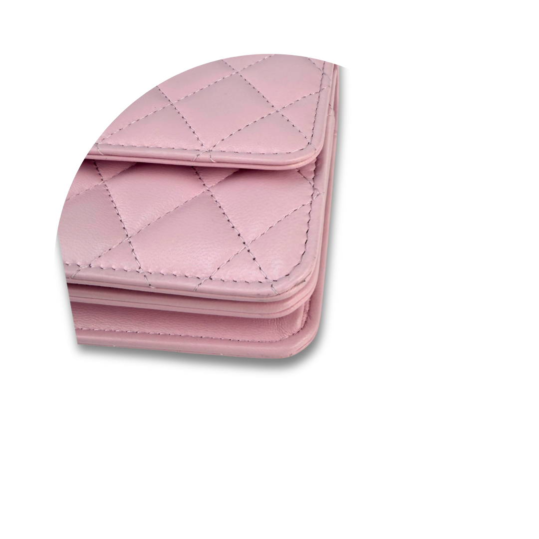Chanel Pale Pink Pearl Top Handle Wallet on Chain