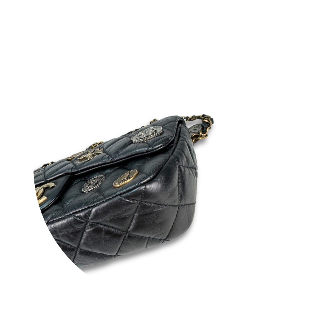 Chanel Aged Calfskin Coin Medallion Flap Bag
